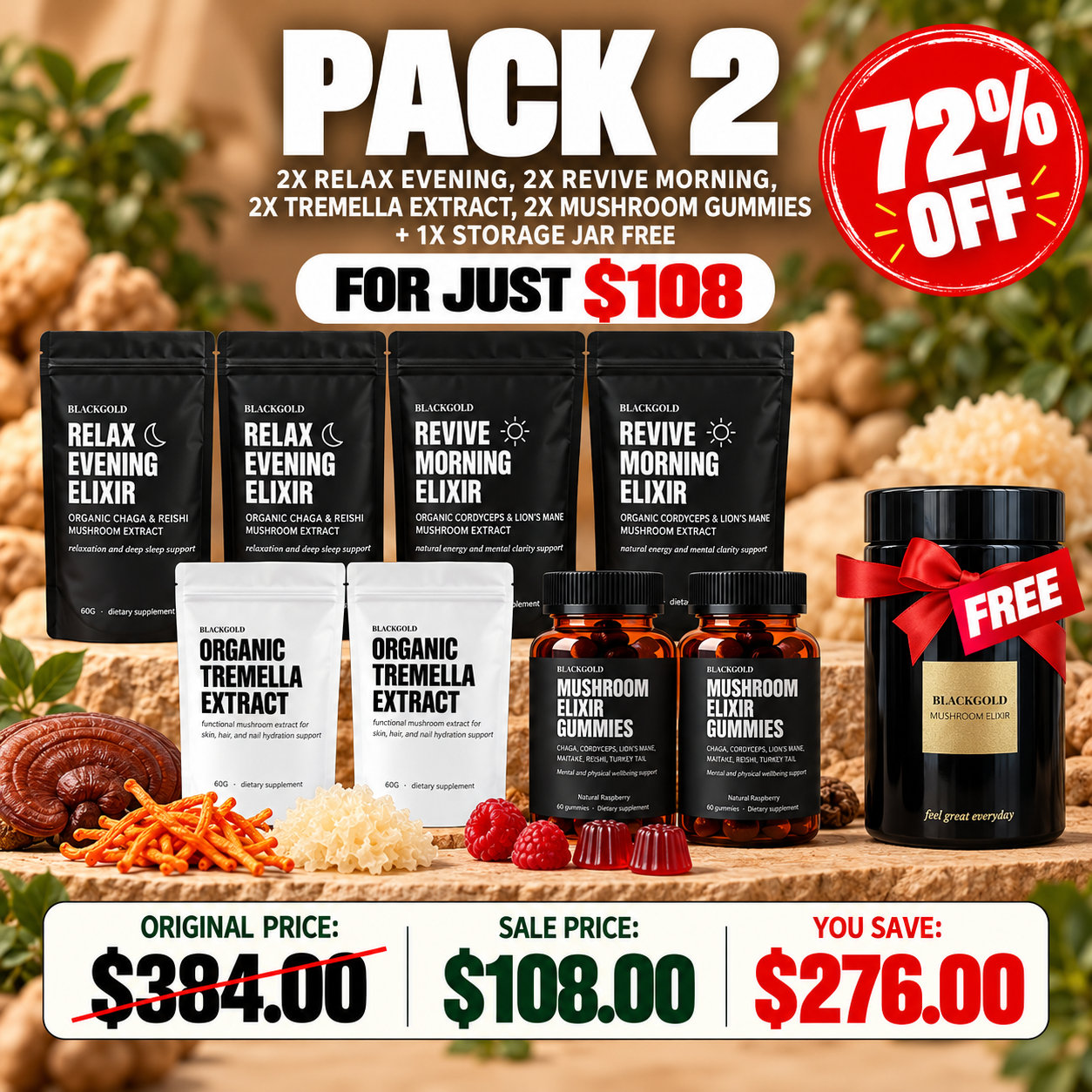 🔥 4-Piece Mushroom Power & Glow Bundle