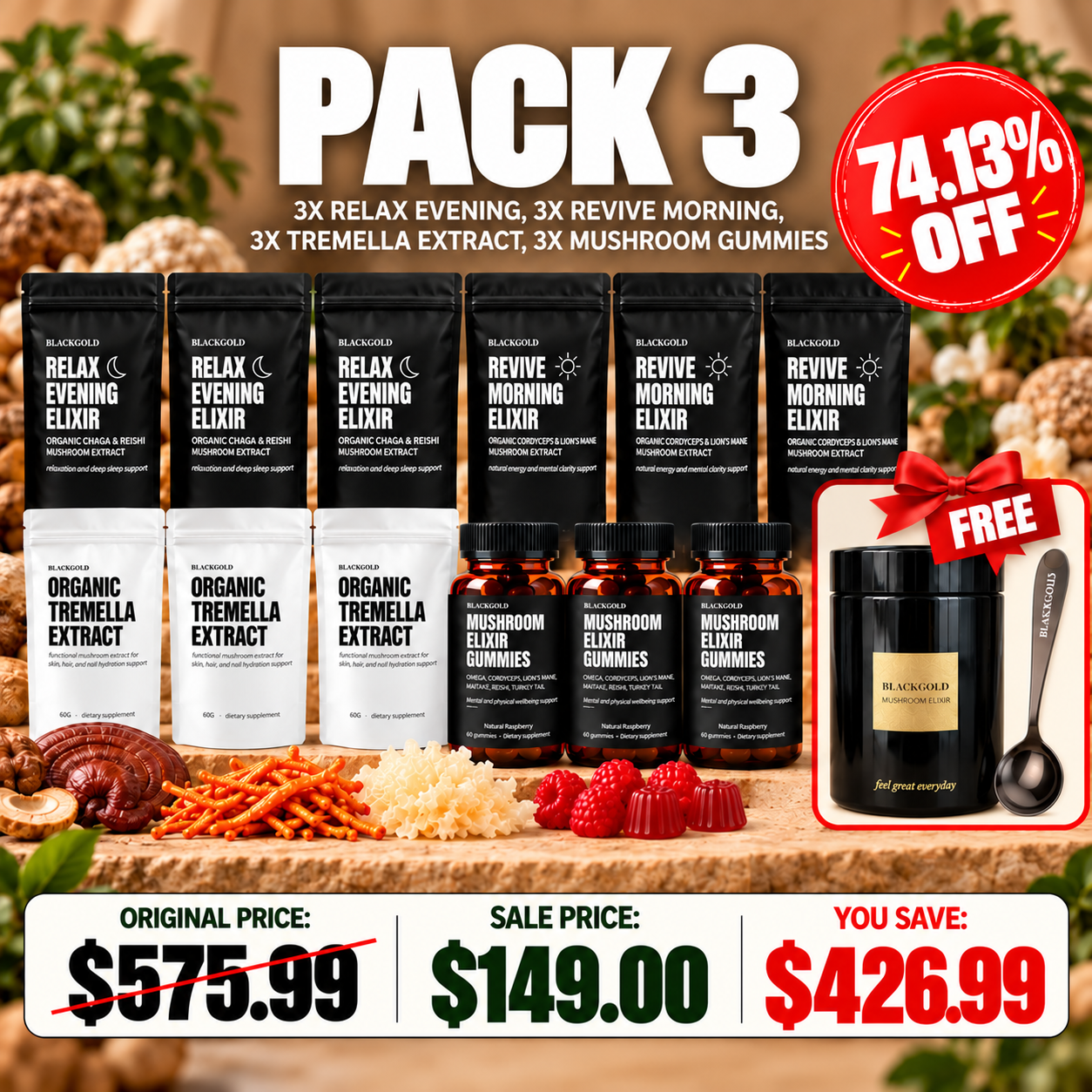 🔥 4-Piece Mushroom Power & Glow Bundle