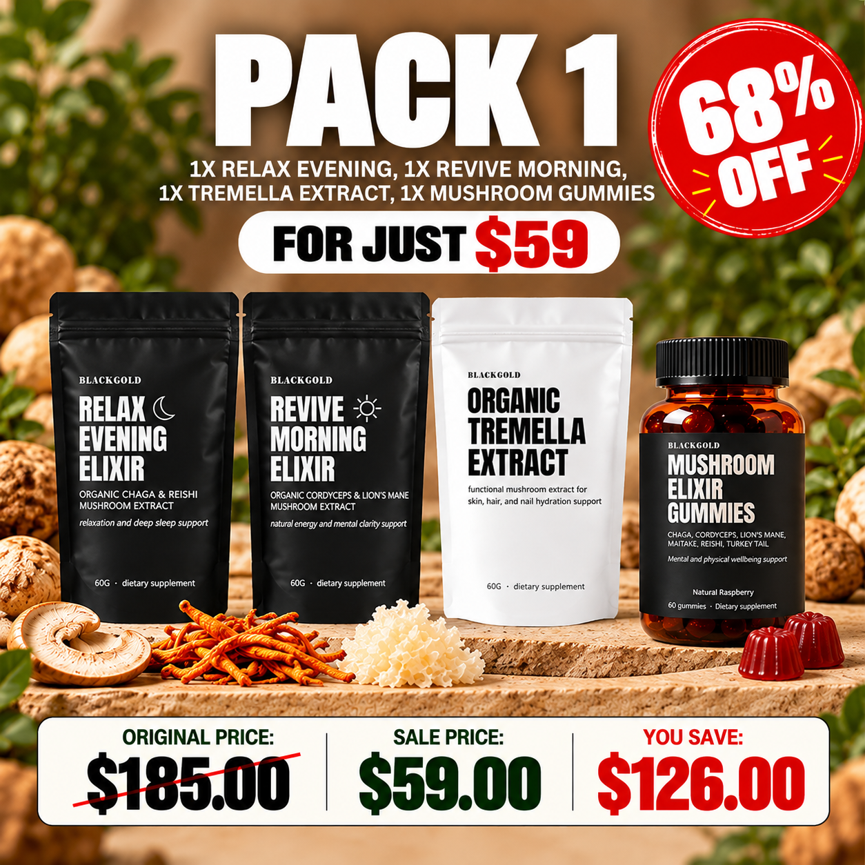 🔥 4-Piece Mushroom Power & Glow Bundle